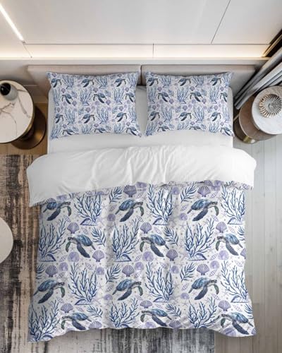ZOE GARDEN Ocean Turtle Duvet Cover Queen Set