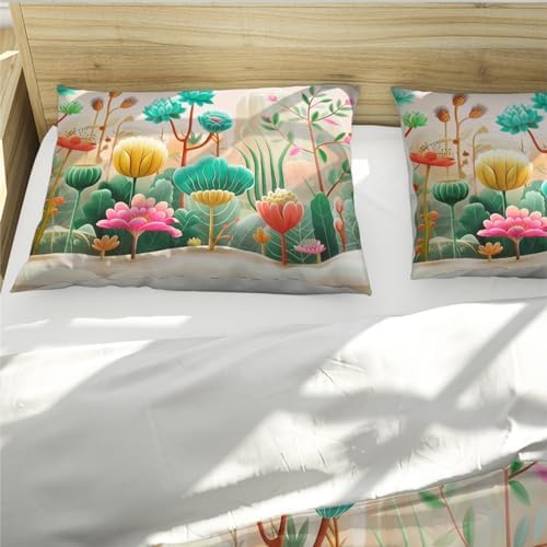 HOBBOY Floral Duvet Cover Set 3 Piece California King 1