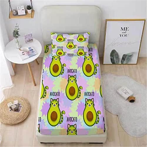 URLINENS Funny Cat Bed Sheet Twin Set 2 Piece