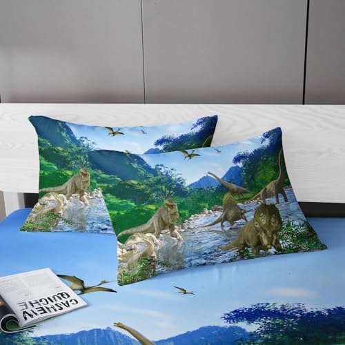 NiuOne Dinosaur Fitted Sheet Set Kids Full Size