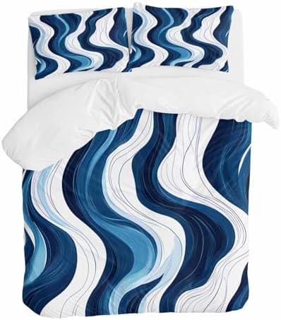 Sabolny Blue Stripe Duvet Cover Set 3 Piece 1