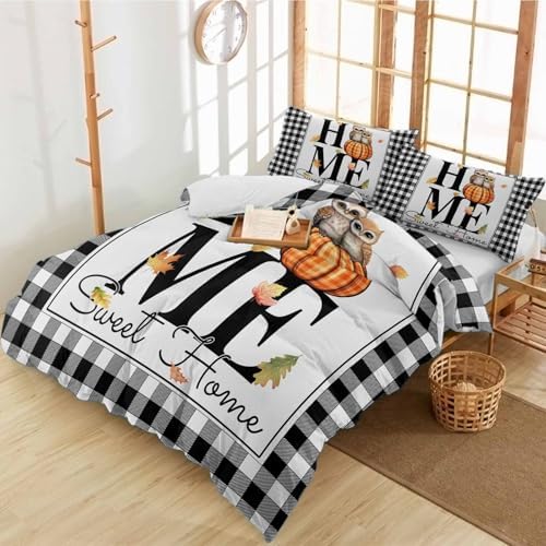 Alandar Home Sweet Owl Duvet Cover Set 3 Piece