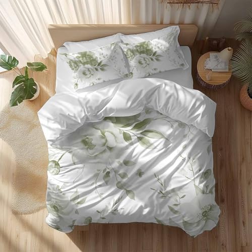 Sabolny Sage Green Retro Floral Duvet Cover Set