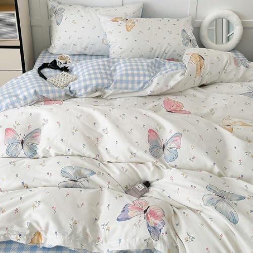 Nayoroom Butterfly Duvet Cover Set Queen Size 3 Pcs