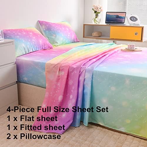 Rainbow Microfiber Sheet Set for Kids Teens 4 Piece