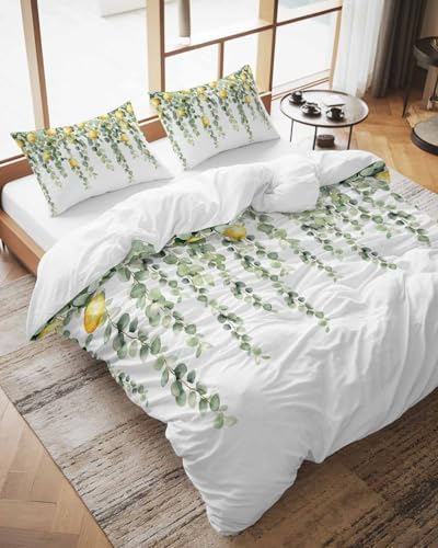ZOE GARDEN Eucalyptus Lemon Queen Duvet Cover Set
