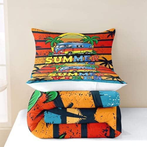 Tropical Beach Comforter Set 3Pcs Queen Size for Teens