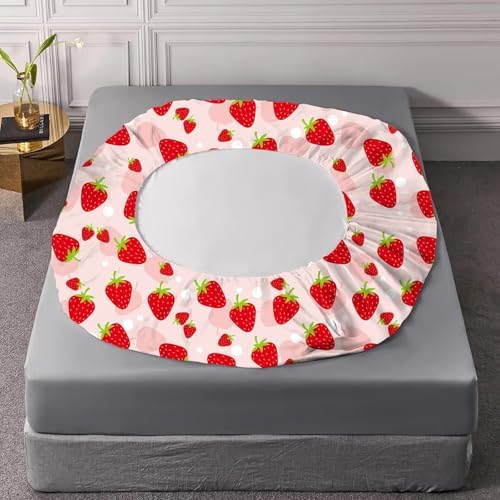 FUYEUN Pink Strawberry Sheet Set for Kids and Teens