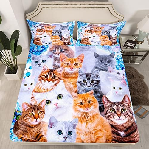 Feelyou Kids Cat Bedding Sheet Set 3Pcs Twin