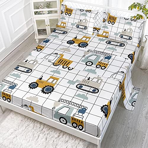 Construction Truck Sheet Set 4PCS Kids Bedding