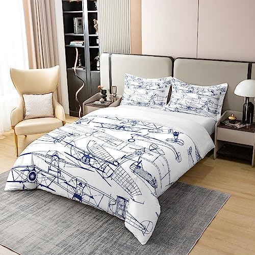 Kids Airplane Duvet Cover Set 100 Cotton Queen Size