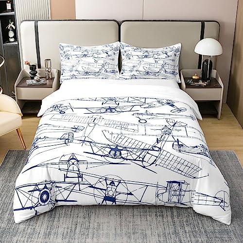 Kids Airplane Duvet Cover Set 100 Cotton Queen Size