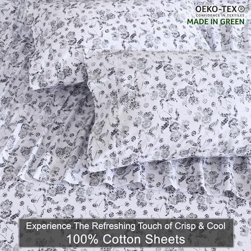 ZOYER 100 Cotton Queen Sheet Set - Cooling Percale 16 Deep Pockets 4 Piece