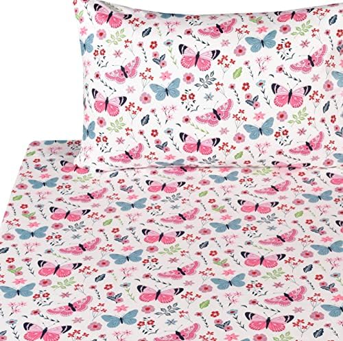Scientific Sleep Butterfly Pink Flower 100 Cotton Bed Sheet Set Kids