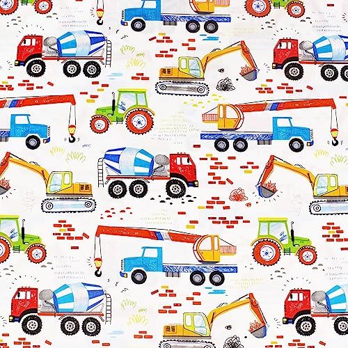 J-pinno Kids Bedding Set with Excavator and Crane Design
