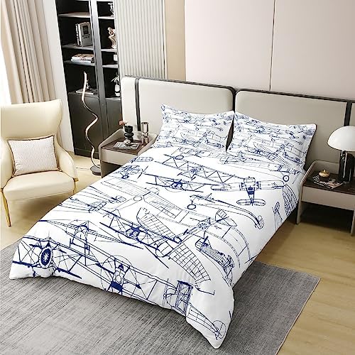 Kids Airplane Duvet Cover Set 100 Cotton Queen Size