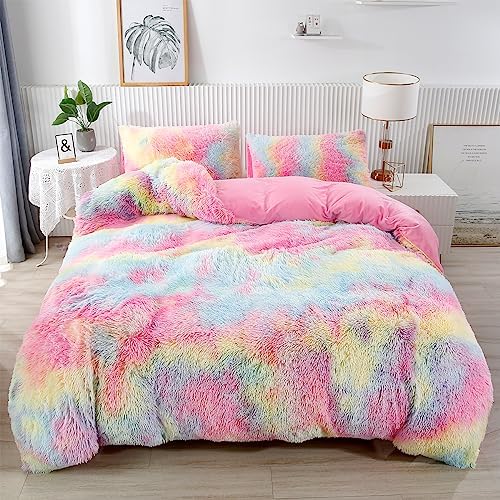 PERFEMET Pink Plush Shaggy Comforter Set 3 Piece
