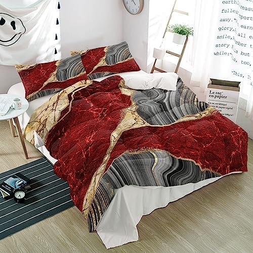 3 Piece Bedding Set with Gold Foil Duvet Cover